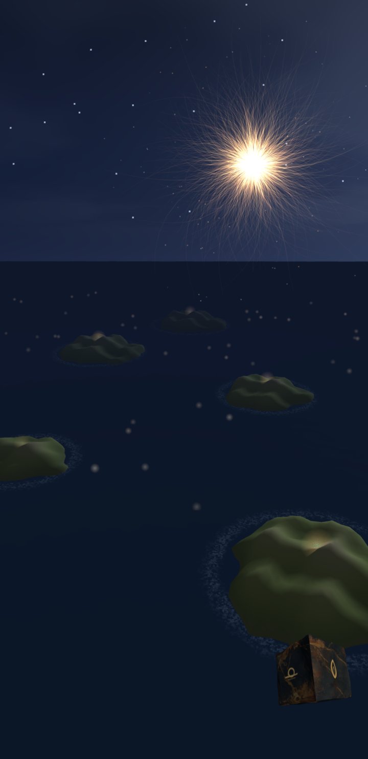 The Horizon: a night sea, and the islands you're sailing toward